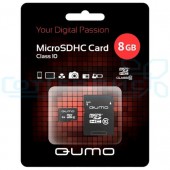 Карта памяти micro SD  8Gb Qumo class 10 с адаптером