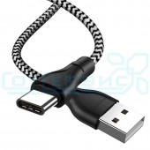 Кабель BOROFONE USB - micro BX39, 3А, тканевая оплетка, 1м, черно-белый