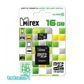 Карта памяти micro SD 16Gb Mirex class 10 с адаптером