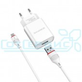 СЗУ 1USB 2.1A для micro USB BOROFONE BA20A 1м (белый)