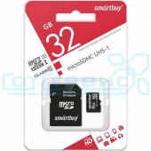 Карта памяти micro-SD 32Gb SmartBuy class 10 (с адаптером SD)